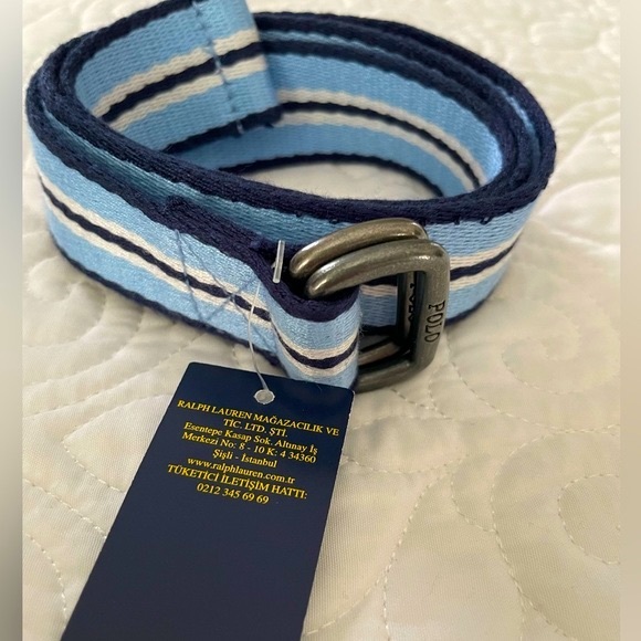 NWT Navy/Light Blue/White 36” Polo by Ralph Lauren Belt - Picture 2 of 9